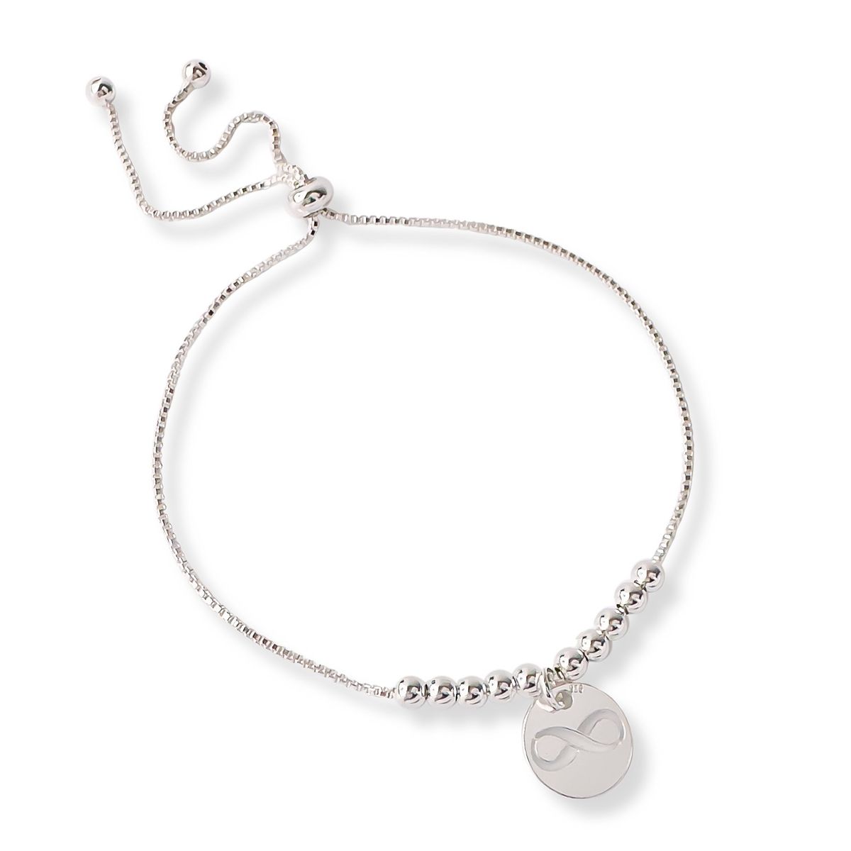 AMBAR JOYERIA - Pulsera de Plata 925 Placa Infinito Regulable Silver