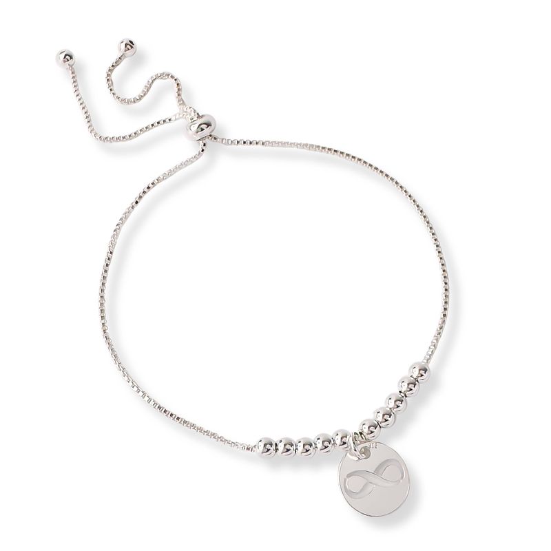 AMBAR JOYERIA - Pulsera de Plata 925 Placa Infinito Regulable Silver
