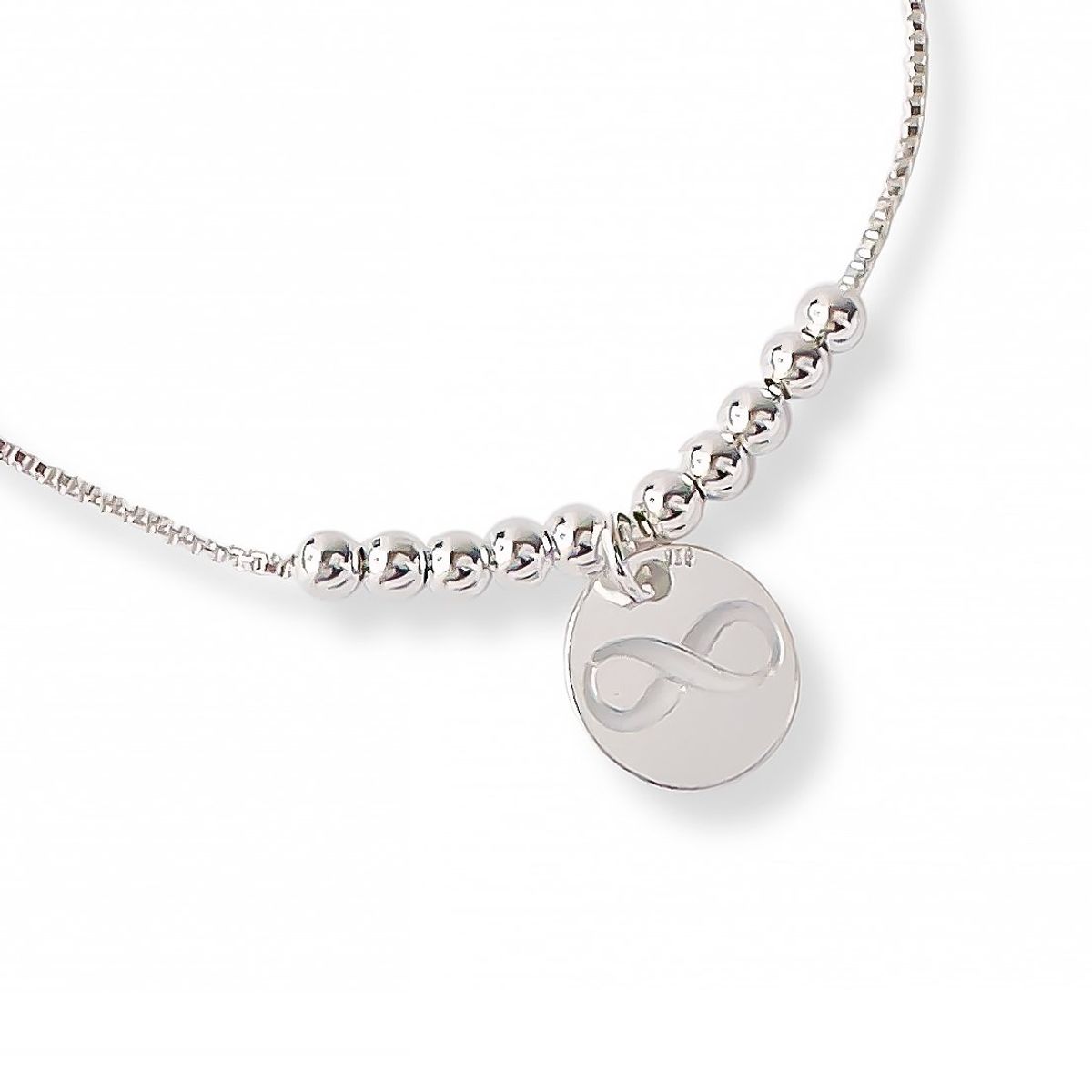 AMBAR JOYERIA - Pulsera de Plata 925 Placa Infinito Regulable Silver