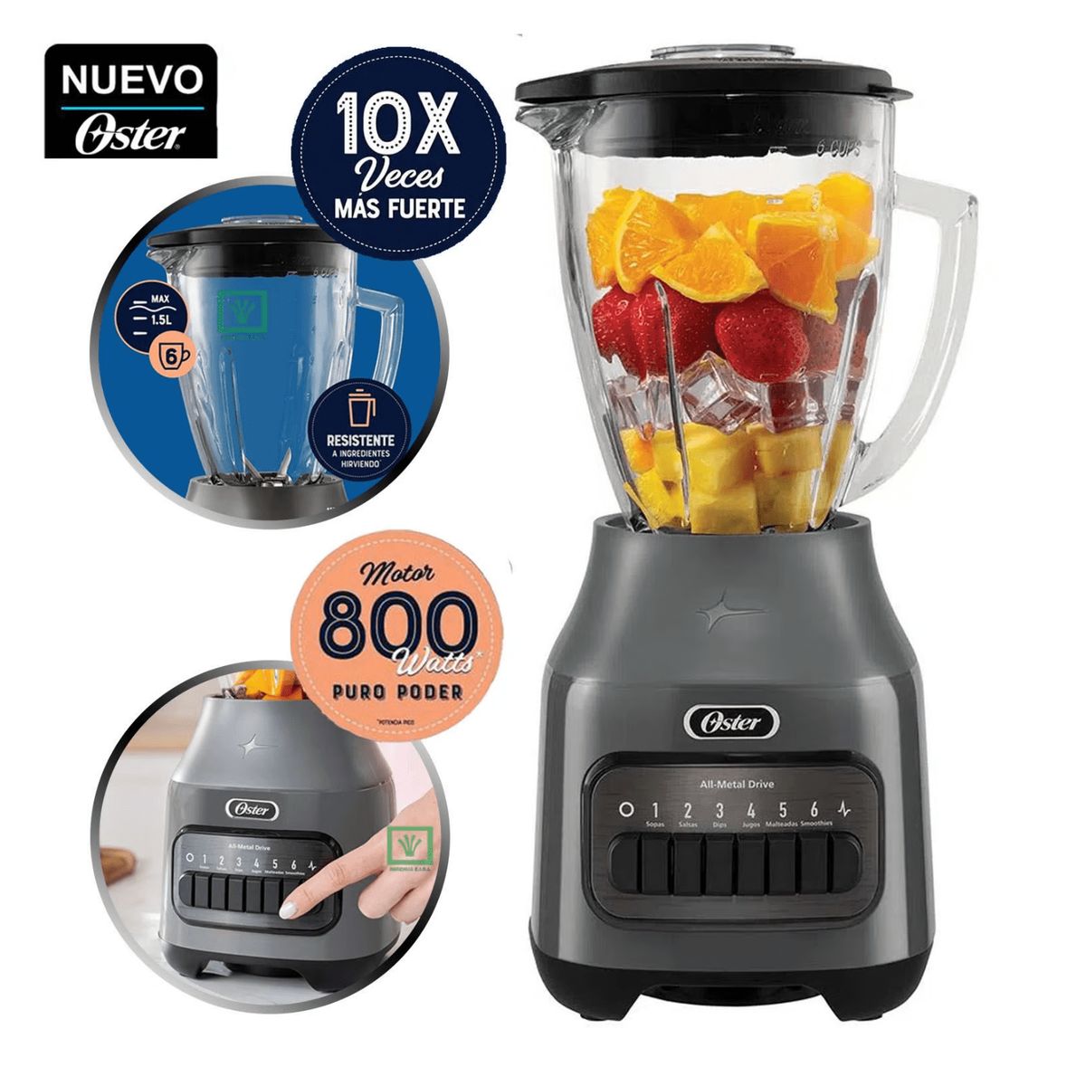 OSTER - LICUADORA OSTER BLSTPEG GPB 1.5L CON 6 VELOCIDADES