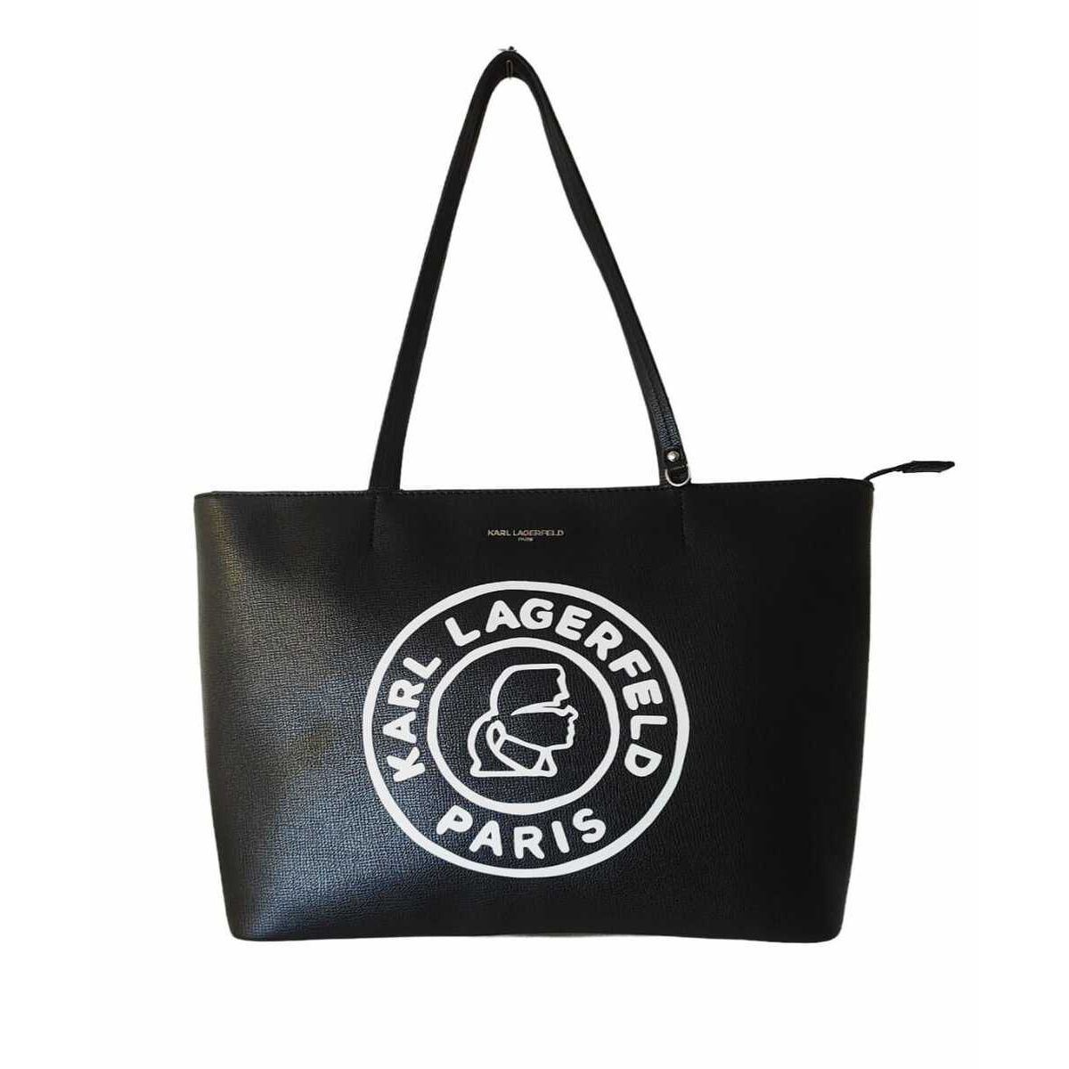 KARL LAGERFELD - CARTERA TOTE NEGRA CON BLANCO KARL LAGERFELD