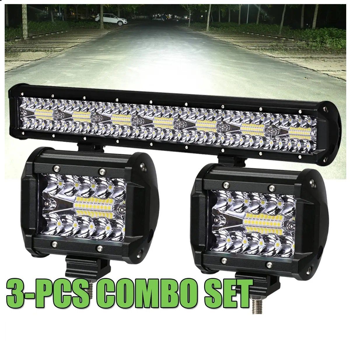 GENERICO - Combo Barras LED Neblinero 4x4  3pcs Auto Camioneta