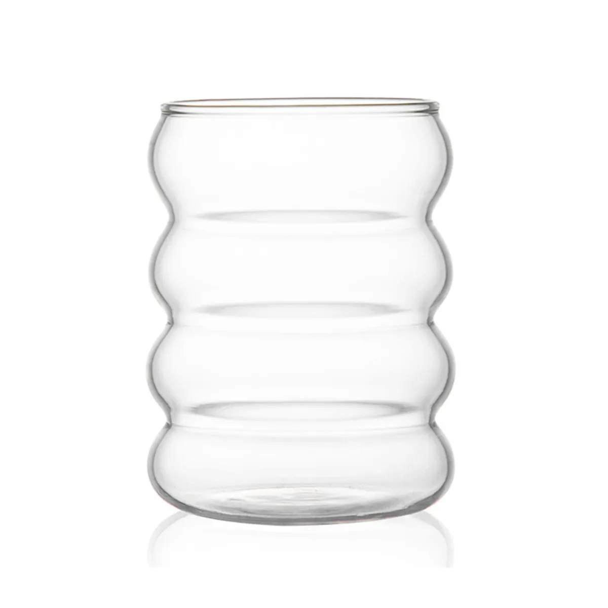 MOLAND - 4 Vasos ondas  300 ml Vidrio Resistente al Calor