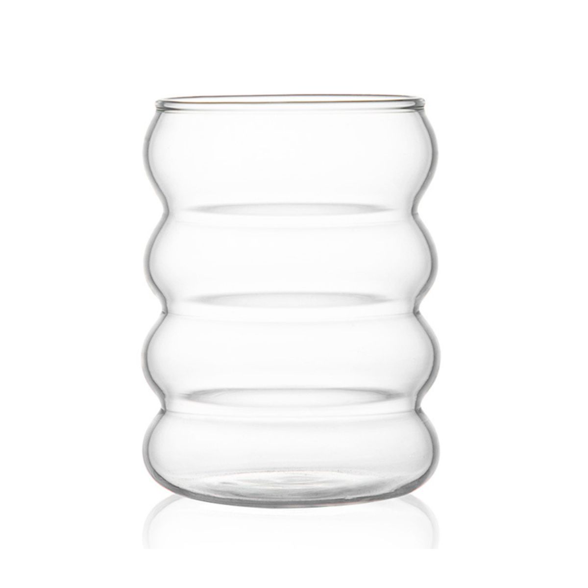 MOLAND - 4 Vasos ondas  300 ml Vidrio Resistente al Calor