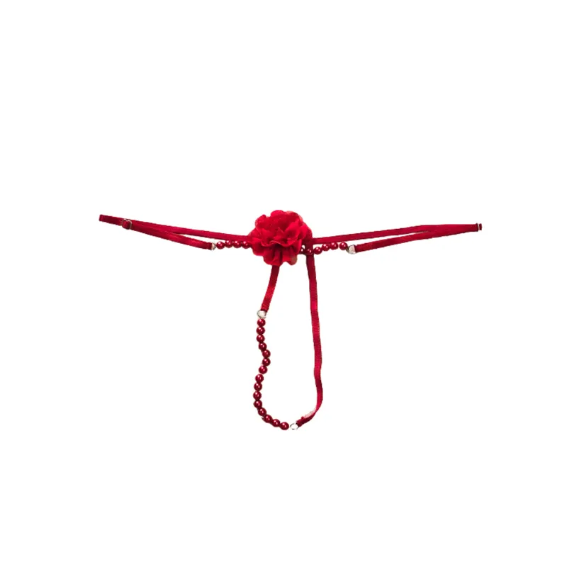 GENERICO - Tanga ROJO Hilo con PERLAS - S hasta XL