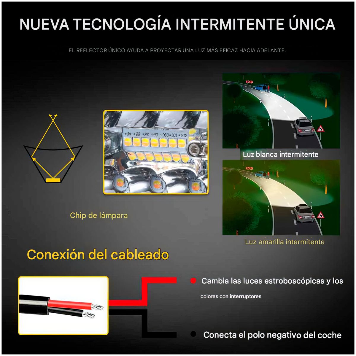 GENERICO - Luces LED Barra 70CM Recto Multivoltaje 240W Luz Ambar-Blanco