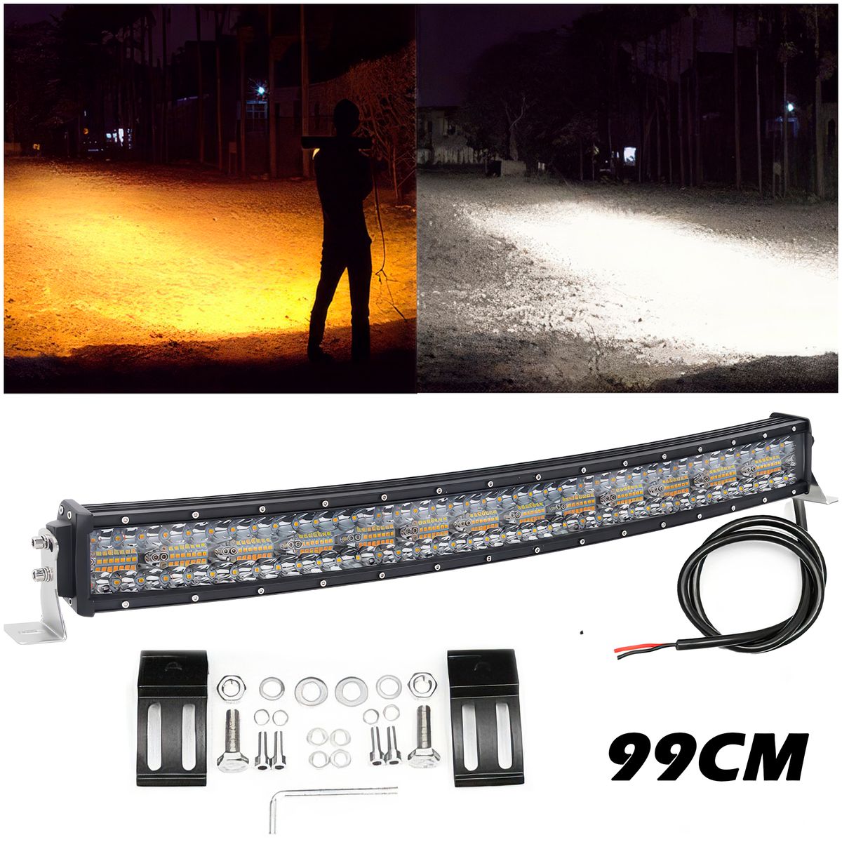 GENERICO - Luces LED Barra Dual 99CM Recto Multivoltaje 420W Luz Ambar-Blanco