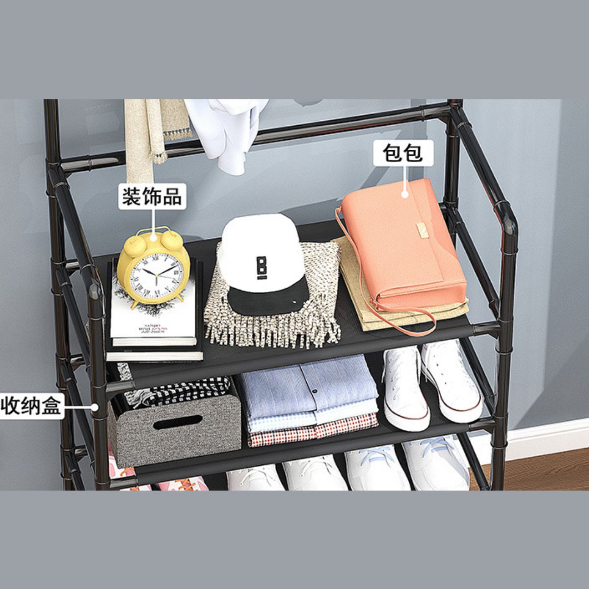 OEM - Zapatera Organizador de Ropa Calzado Zapatos de 5 Niveles Negro