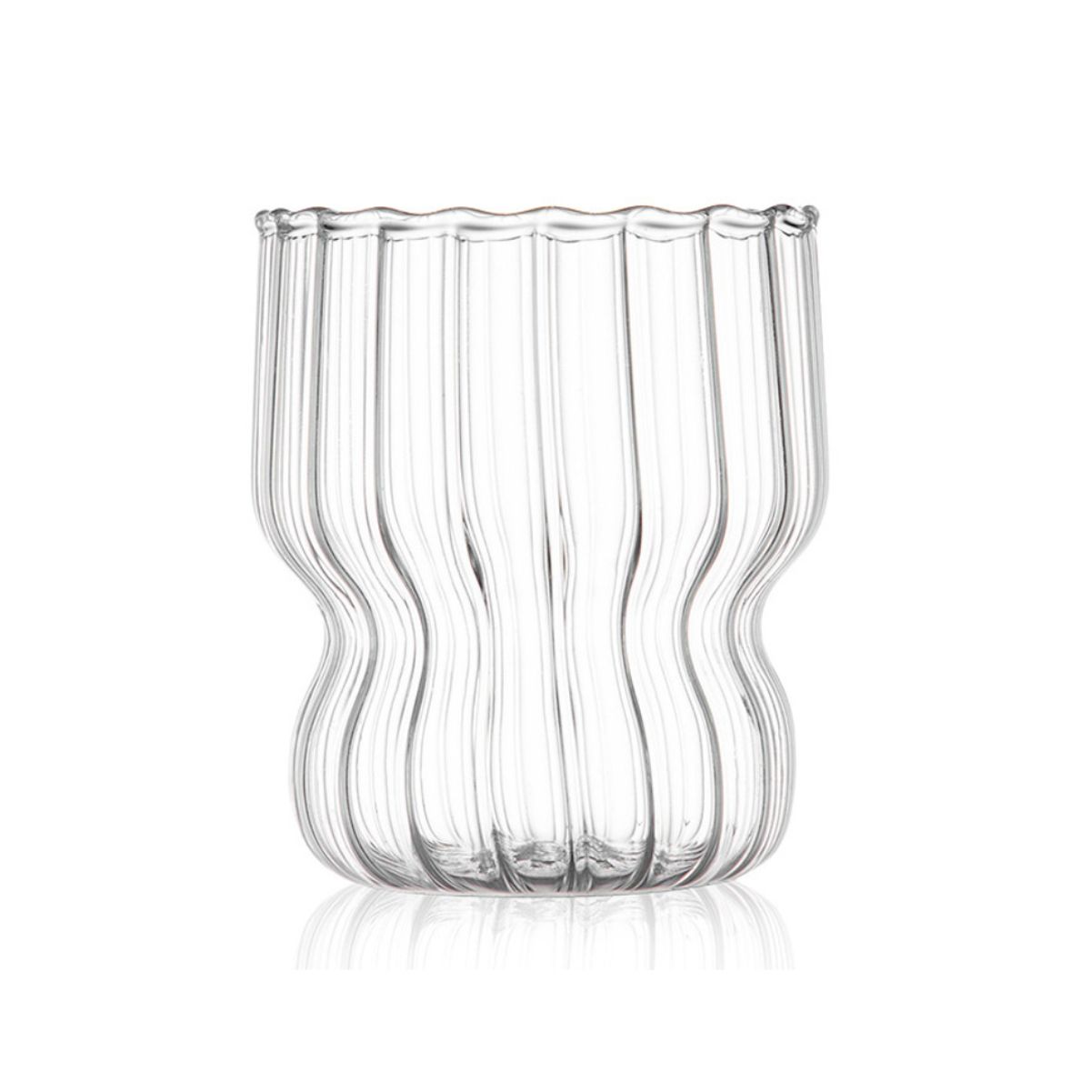 MOLAND - 4 Vasos acanalados con base corta 350 ml Vidrio Resistente al Calor