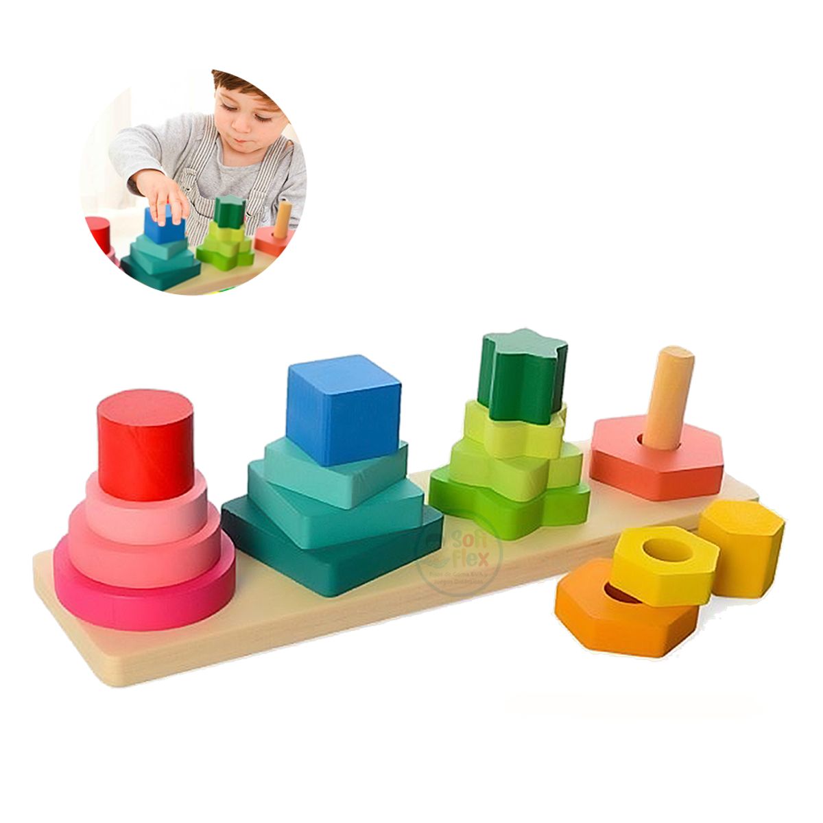 GENERICO - Las Cuatro Columnas Geométricas de Madera