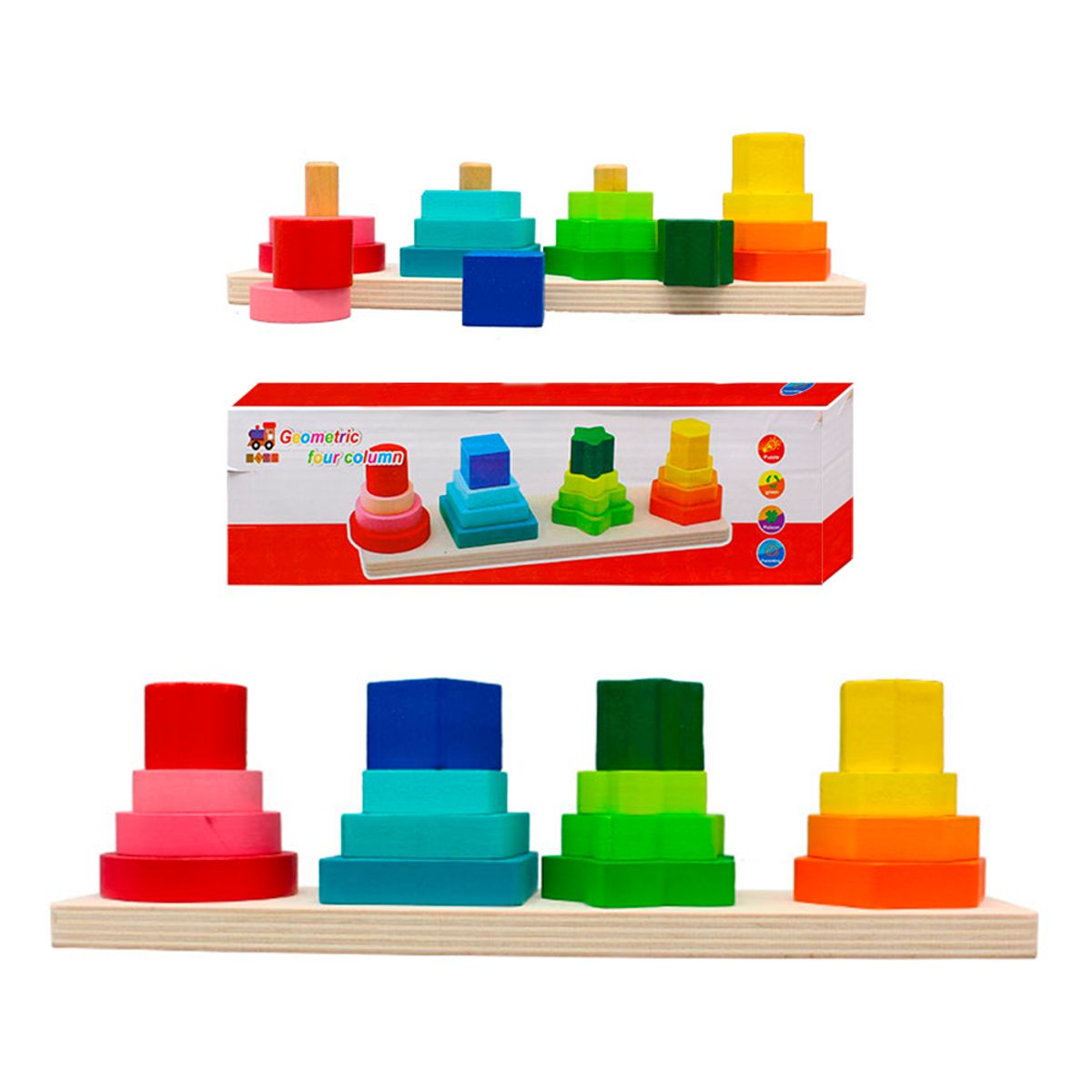 GENERICO - Las Cuatro Columnas Geométricas de Madera