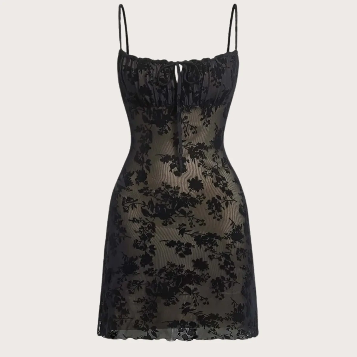 GENERICO - Vestido Encaje Negro De Tiras