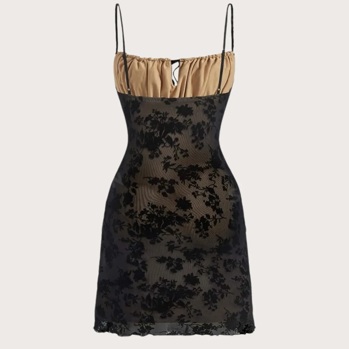 GENERICO - Vestido Encaje Negro De Tiras