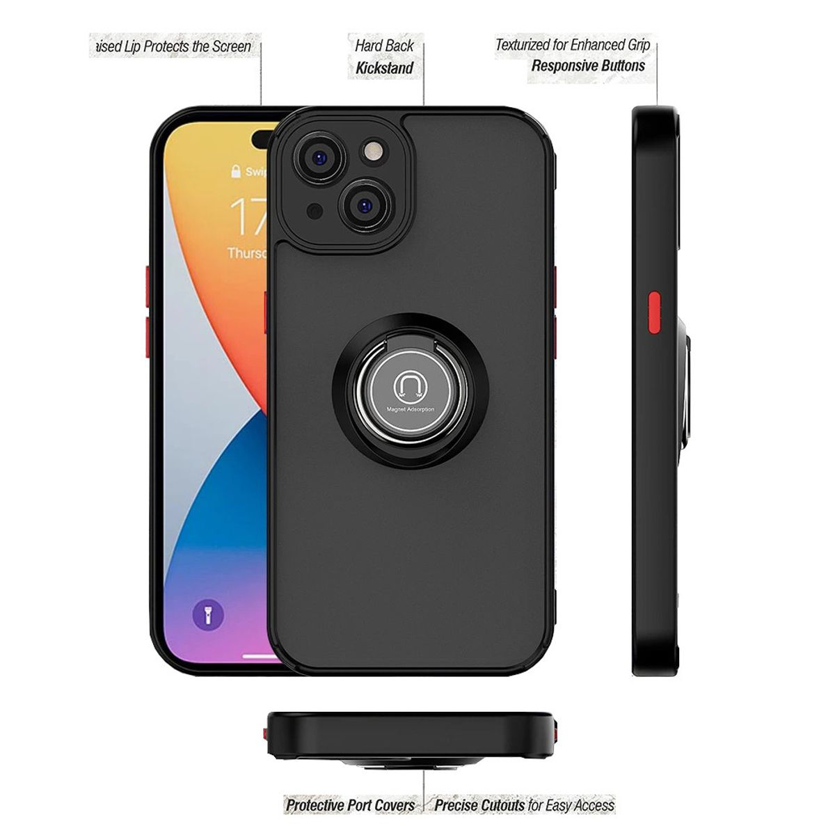 OEM - Case Ahumado Compatible con iPhone 13 Negro