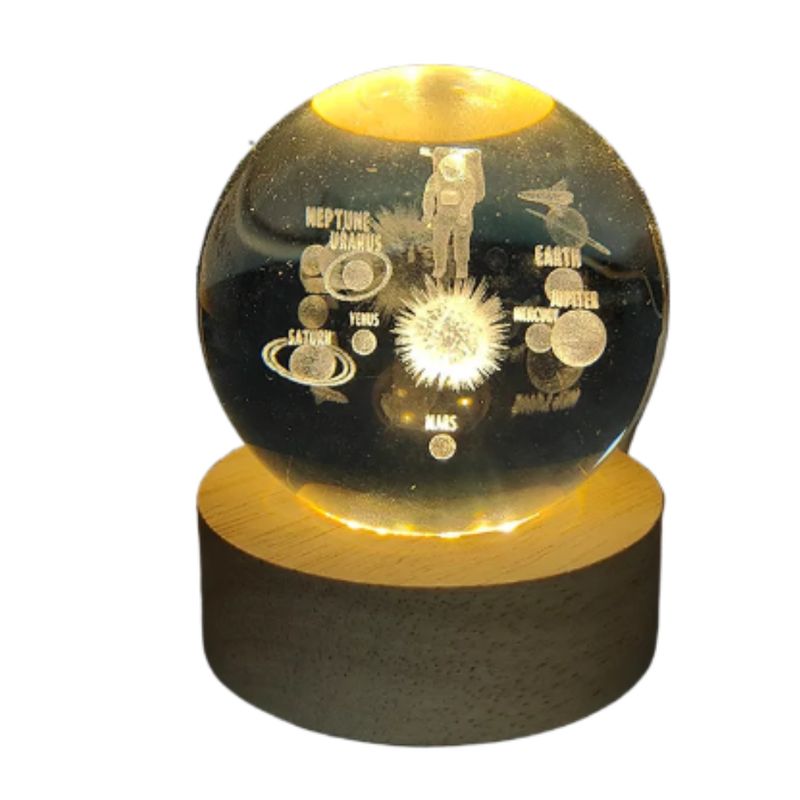 GENERICO - Lampara Esfera 3d Astronauta c/ planetas- 8 cm