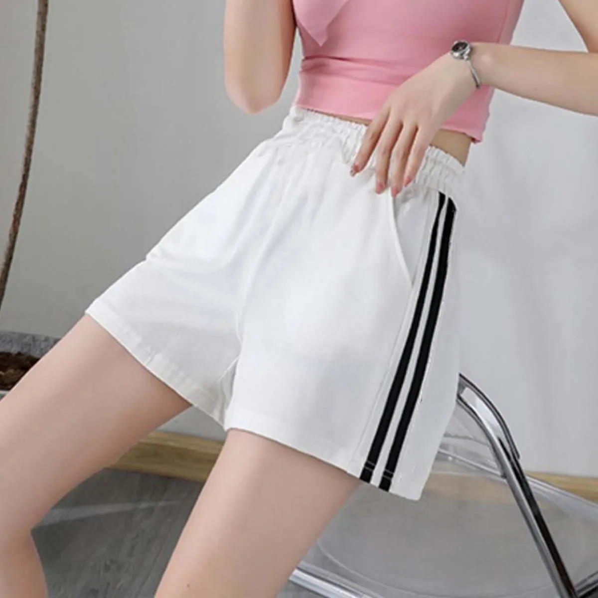 BAALATHKKO5 - Casual Pantalones Cortos  Para Mujer Alta Elasticidad Fino