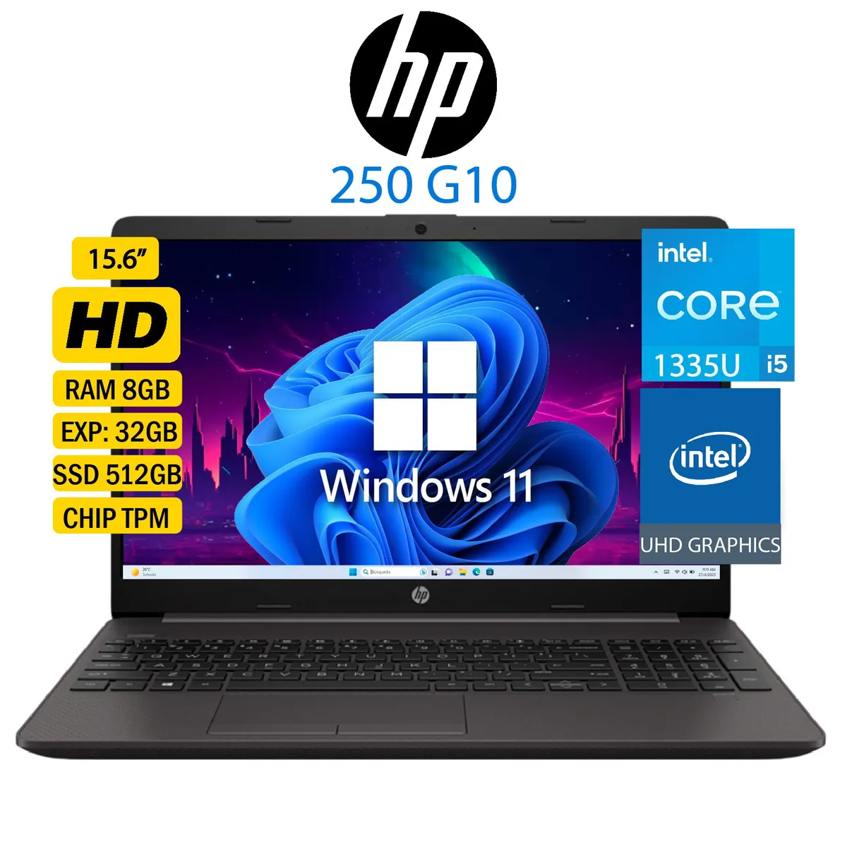 HP - Laptop HP Intel Core i5-1335U Pantalla 15.6" HD RAM 8GB EXP 32GB SSD 512GB Windows 11 Home