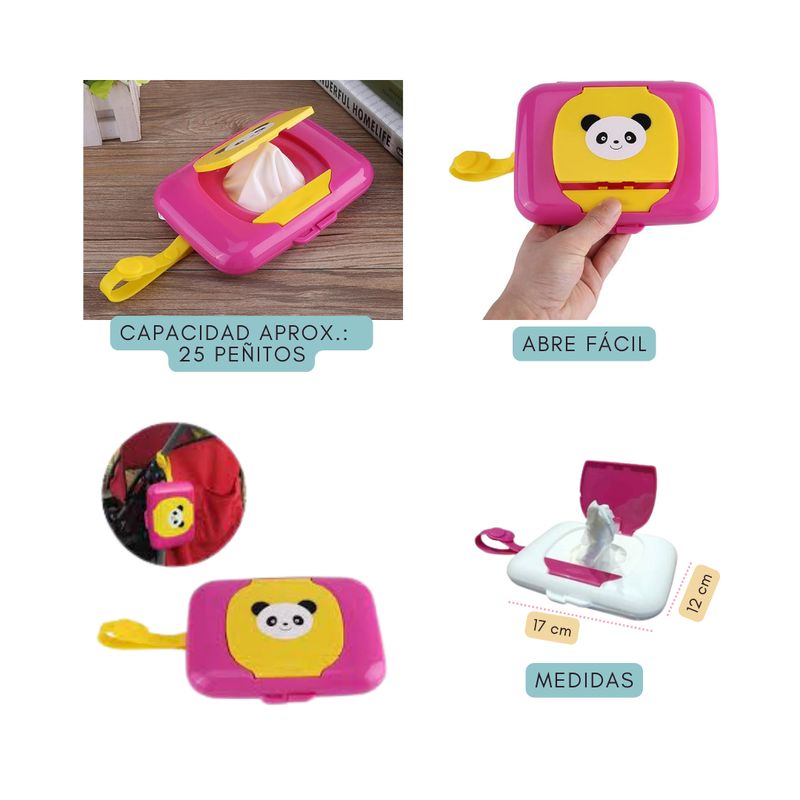 GENERICO - Estuche Plástico para Toallitas Húmedas - Fucsia  Amarillo