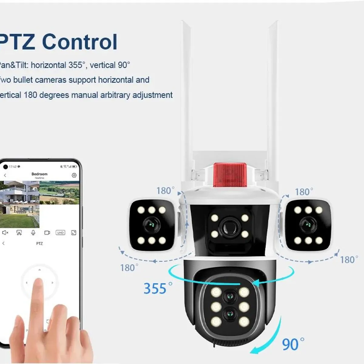 OEM - Cámara Triple Lente 8k FHD Regulable 360º APP ICSEE