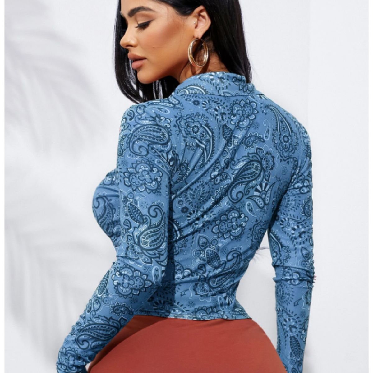 GENERICO - TOP LOLITAS AZUL HIPPIE MANGA LARGA