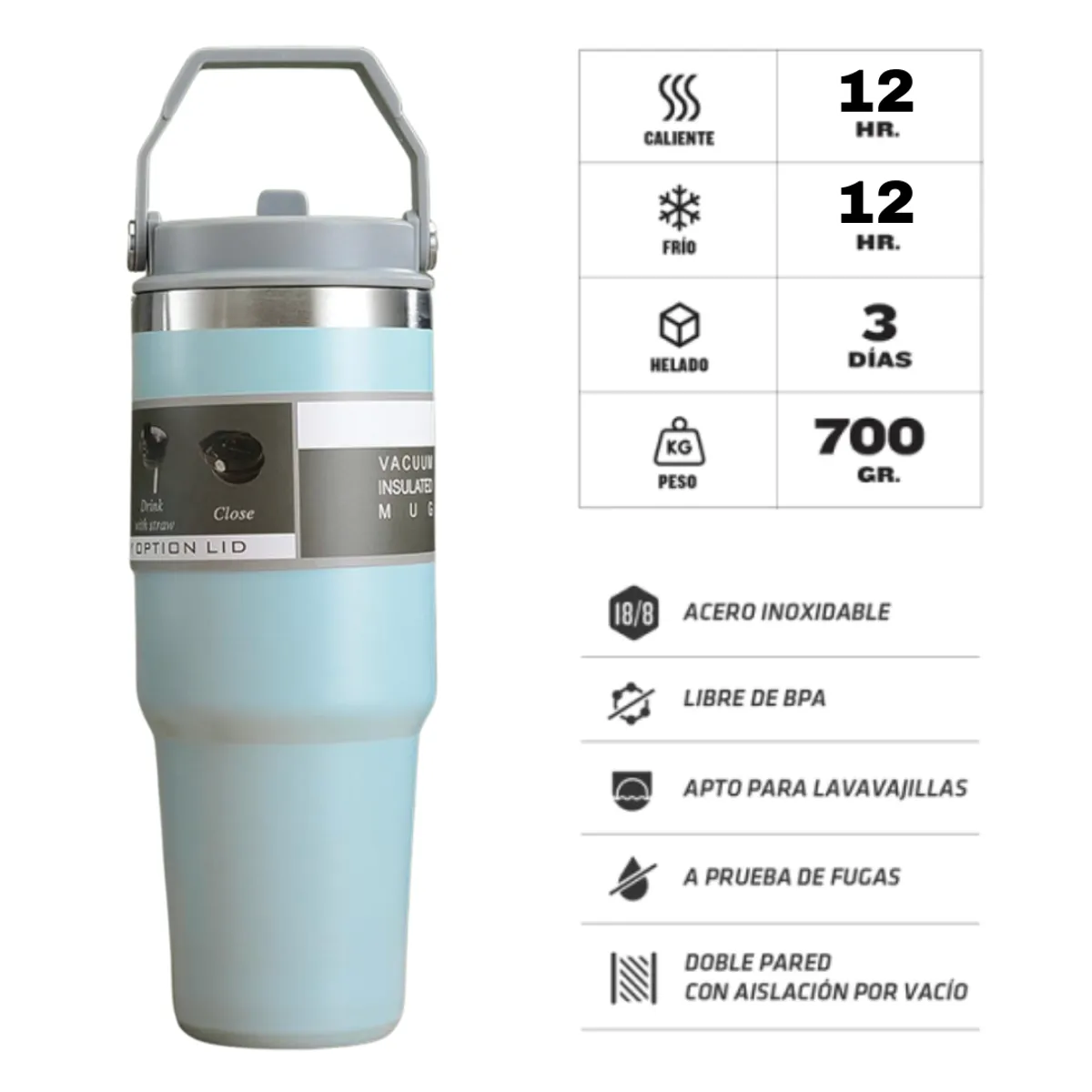 GENERICO - Termo Toma Todo Taza Capacidad 900ml - Celeste