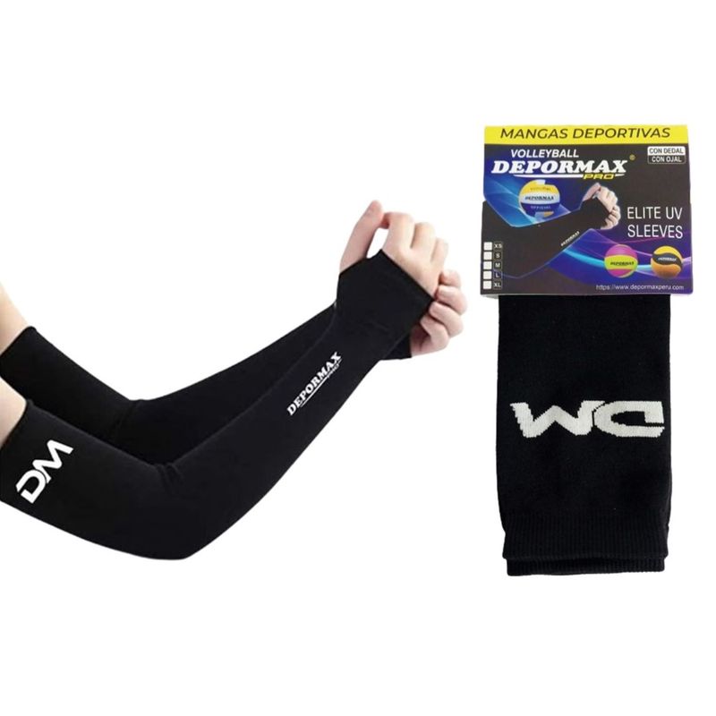 GENERICO - MANGA DEPORTIVA PARA VÓLEY CON DEDAL TALLA L COLOR NEGRO DM