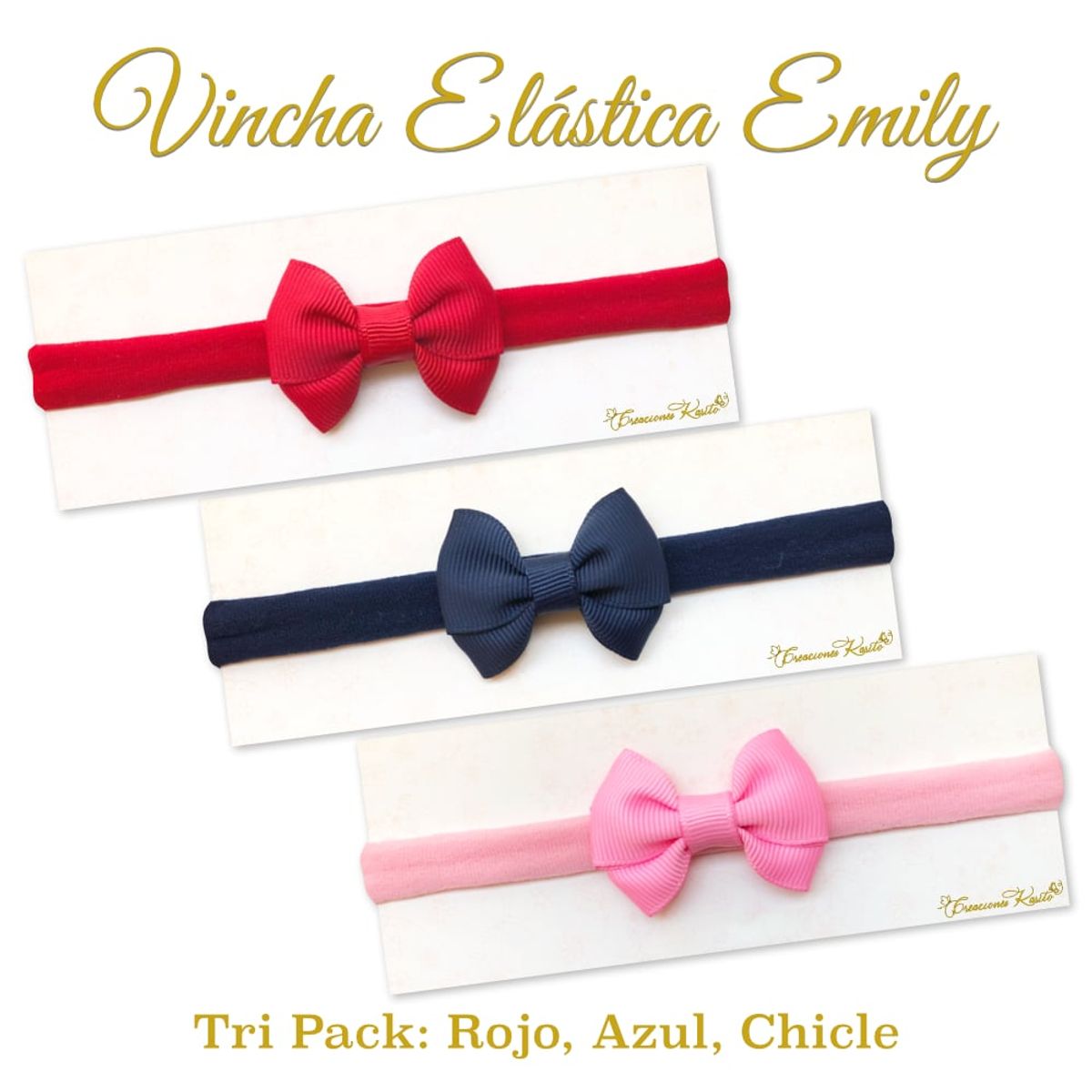 GENERICO - Vincha para bebé modelo Emily Tri pack