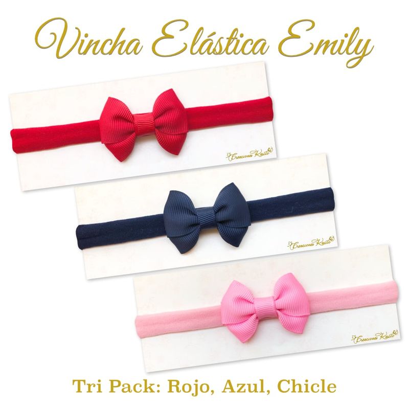 GENERICO - Vincha para bebé modelo Emily Tri pack