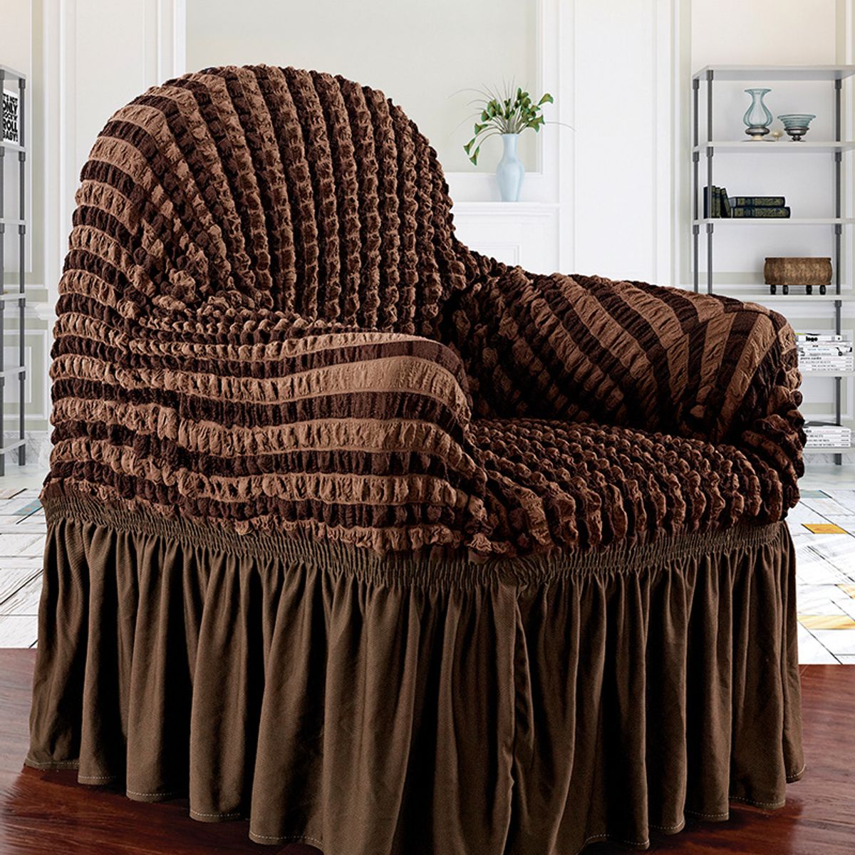 IMPORTADO MC - Funda de mueble 3-2-1 spandex burbuja bicolor CHOCOLATE