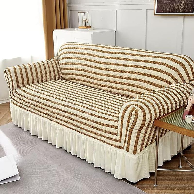 GENERICO - Funda de mueble 3-2-1 spandex burbuja CREMA - BEIGE