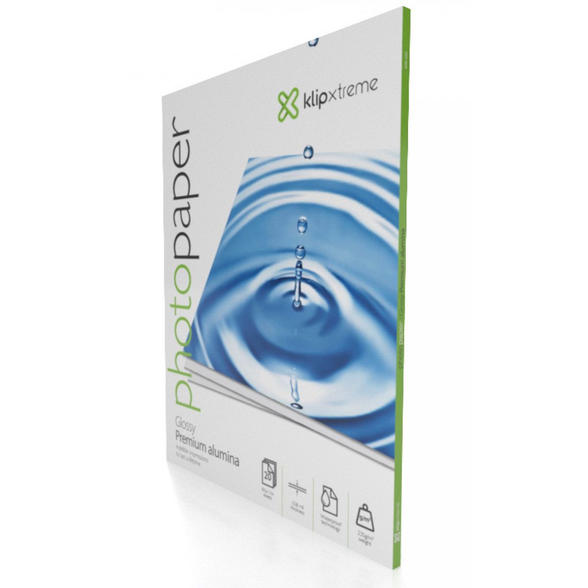 KLIPXTREME - Papel Fotográfico Brillante Glossy Premium Waterproof 21x27cm - KPA-320