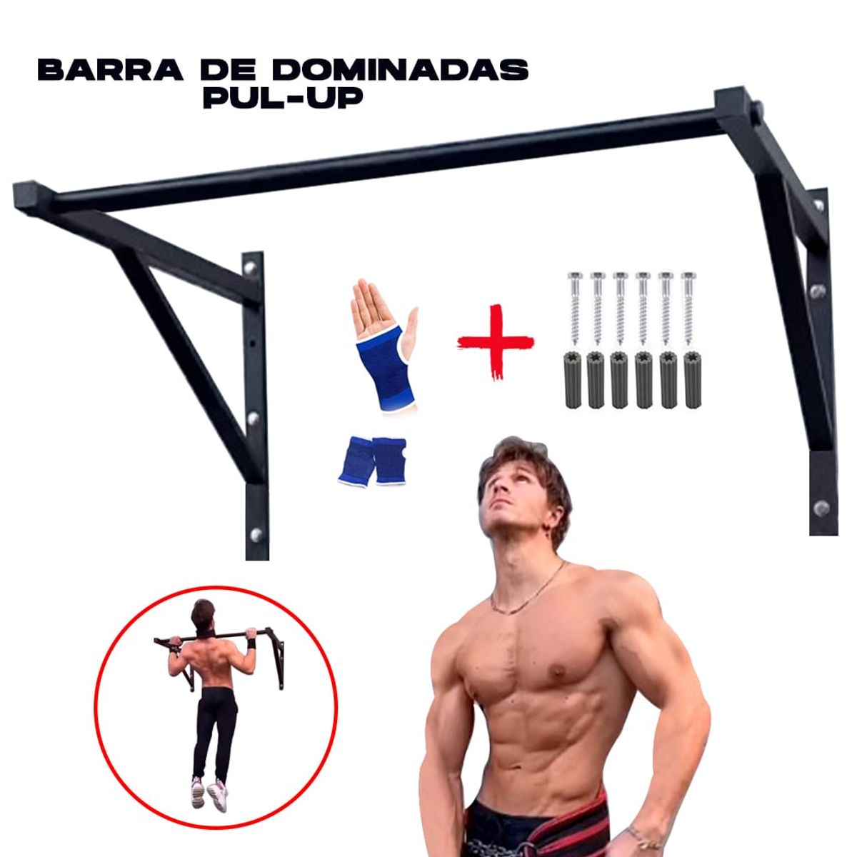 HOLGU - Barra Multifuncional Crossfit Pull Up Reforzado MAS GUANTES