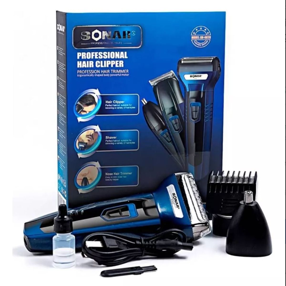 GENERICO - Afeitadora Sonar 3 En 1 Recargable , Cabello Barba Y Nariz