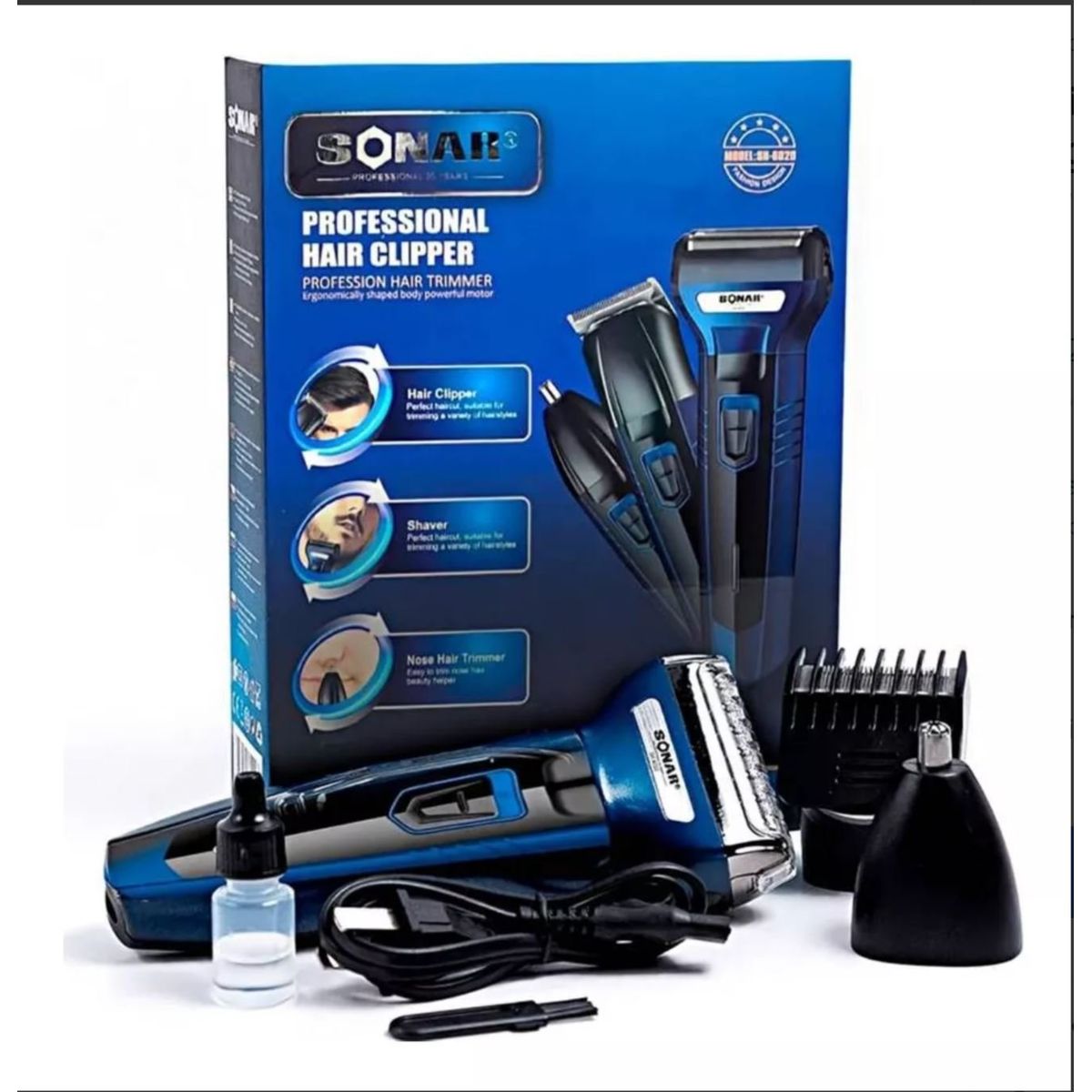GENERICO - Afeitadora Sonar 3 En 1 Recargable , Cabello Barba Y Nariz
