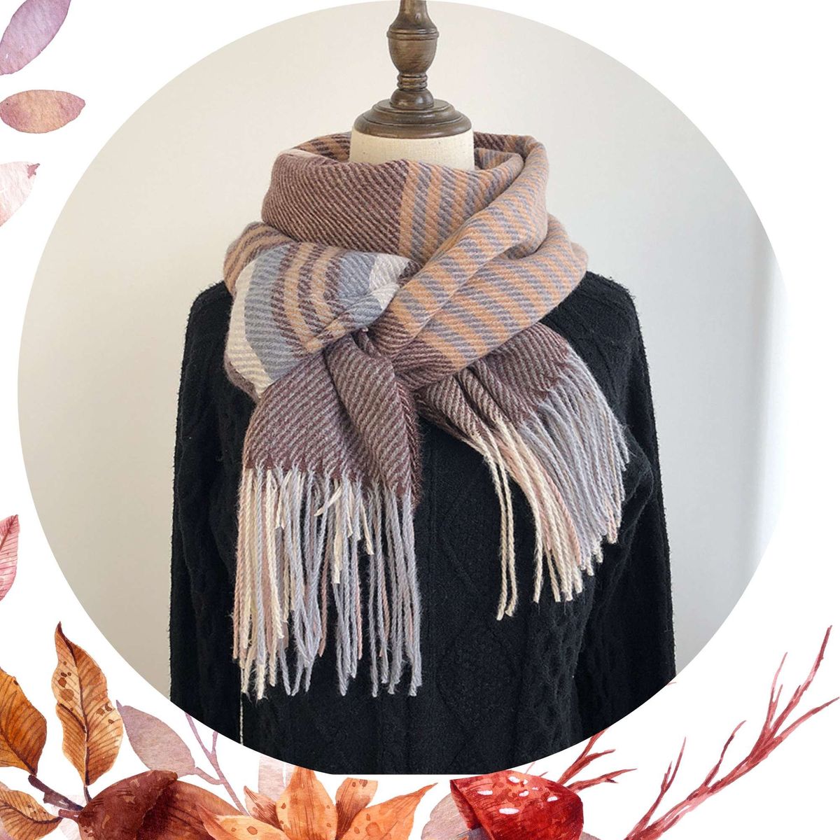 GENERICO - Bufanda chalina para dama de cashmere genuino