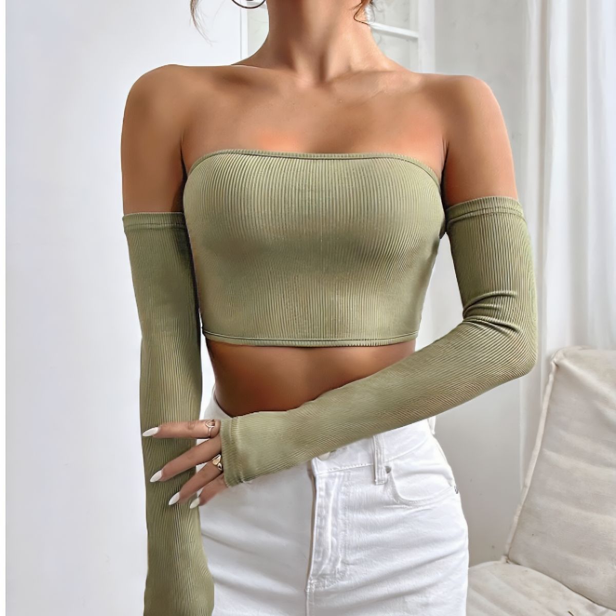 GENERICO - TOP LOLITAS VERDE LATIN MANGA LARGA