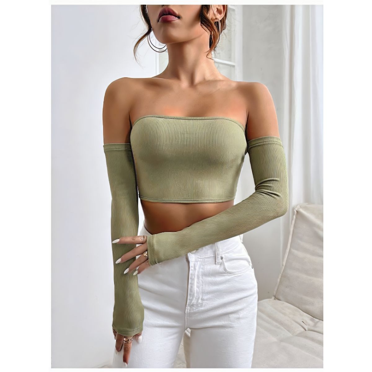 GENERICO - TOP LOLITAS VERDE LATIN MANGA LARGA