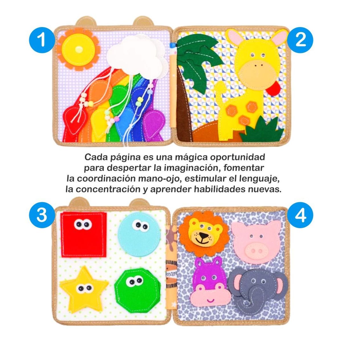 EDUCA - Libro Montessori de Fieltro para Niños - Explora y Aprende