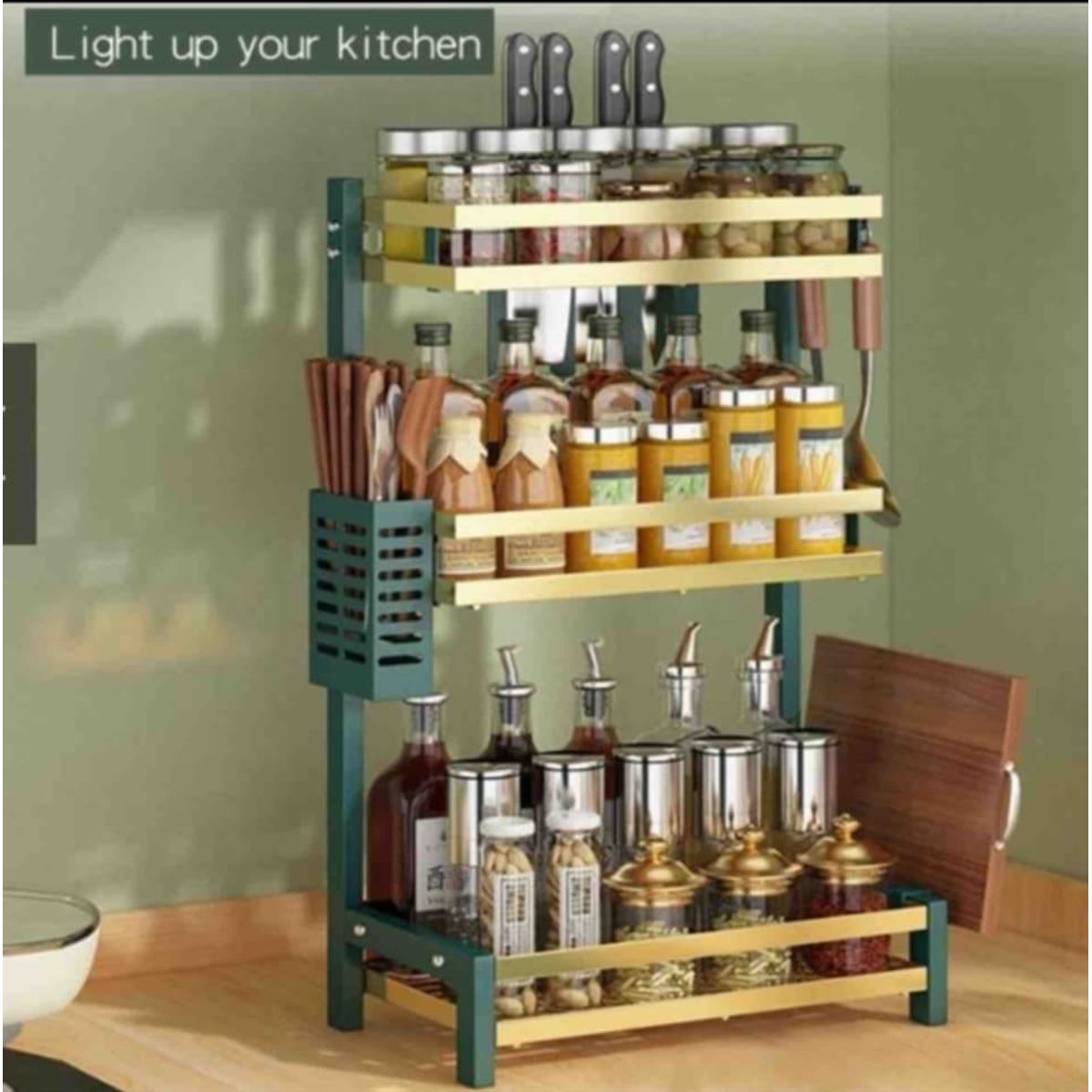 GENERICO - Organizador de Cocina Elegante Moderno Condimentero Estante 3 Niveles