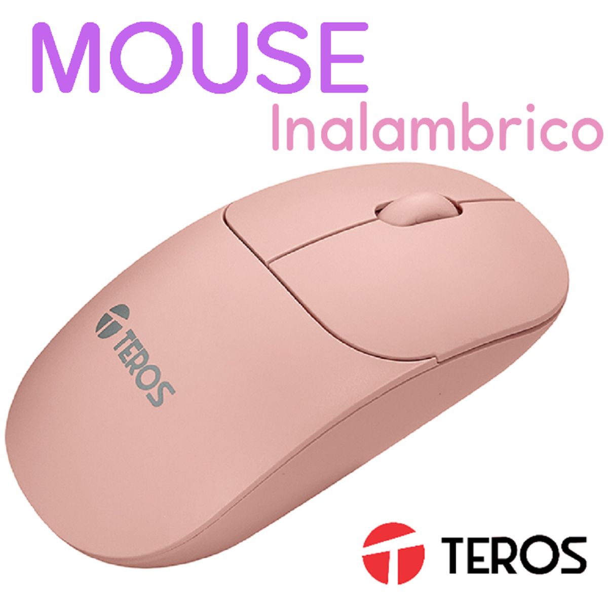 TEROS - Mouse rosado TEROS TE1218S conexion inalambrica, 1000 DPI , 3 botones