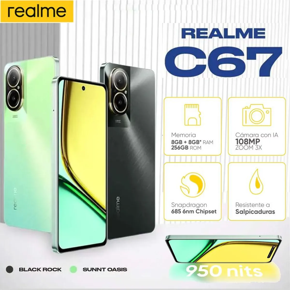 REALME - SMARTPHONE REALME C67  256GB ROM+ 16GB RAM (8GB+ 8GB Extended) / BLACK ROCK