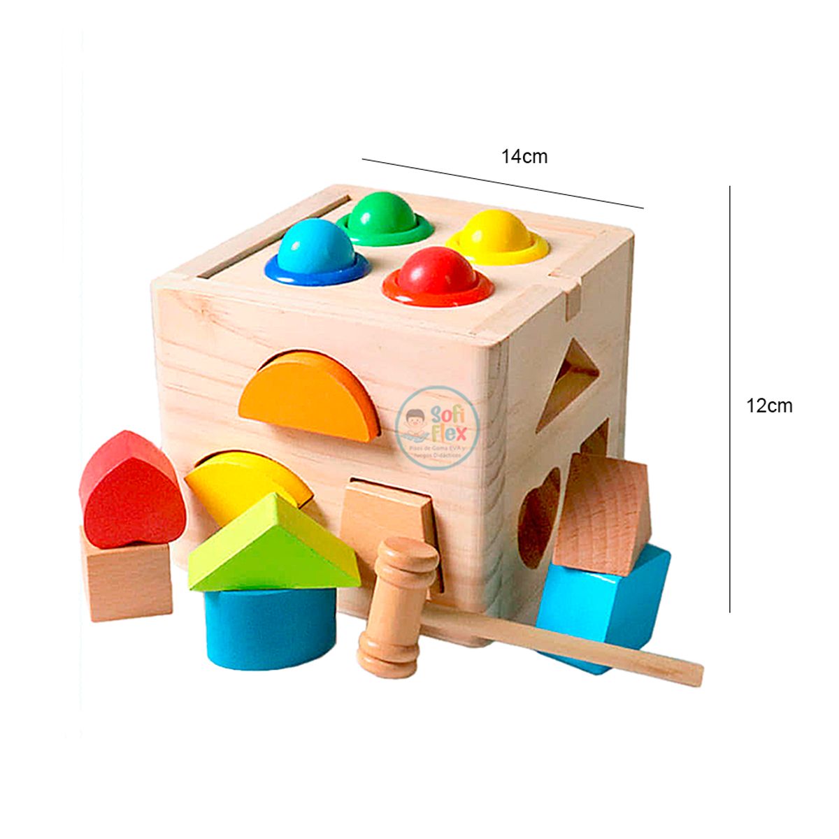 GENERICO - Cubo Con Martillo y Encajes Montessori