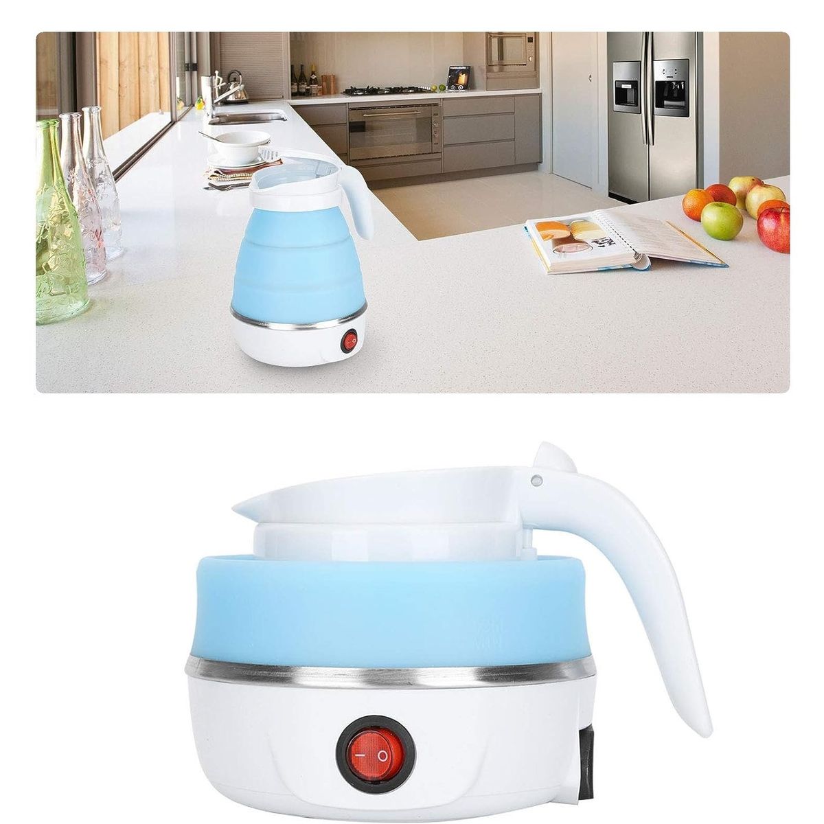 GENERICO - Hervidor Azul De Agua Eléctrico Plegable De Silicona 600ml