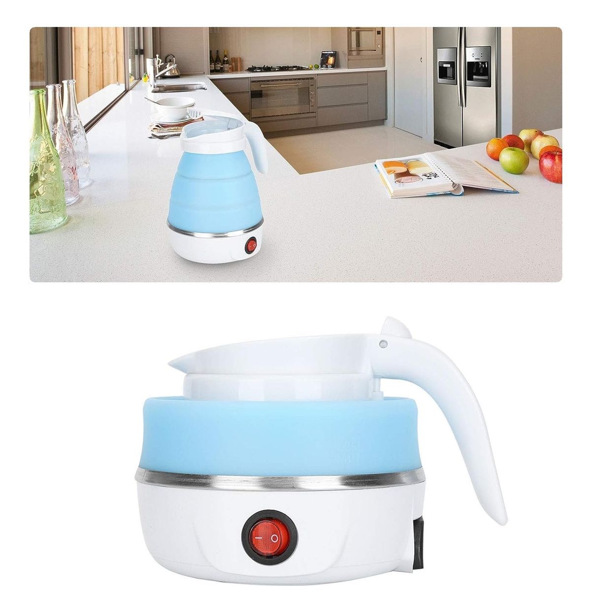 GENERICO - Hervidor Azul De Agua Eléctrico Plegable De Silicona 600ml