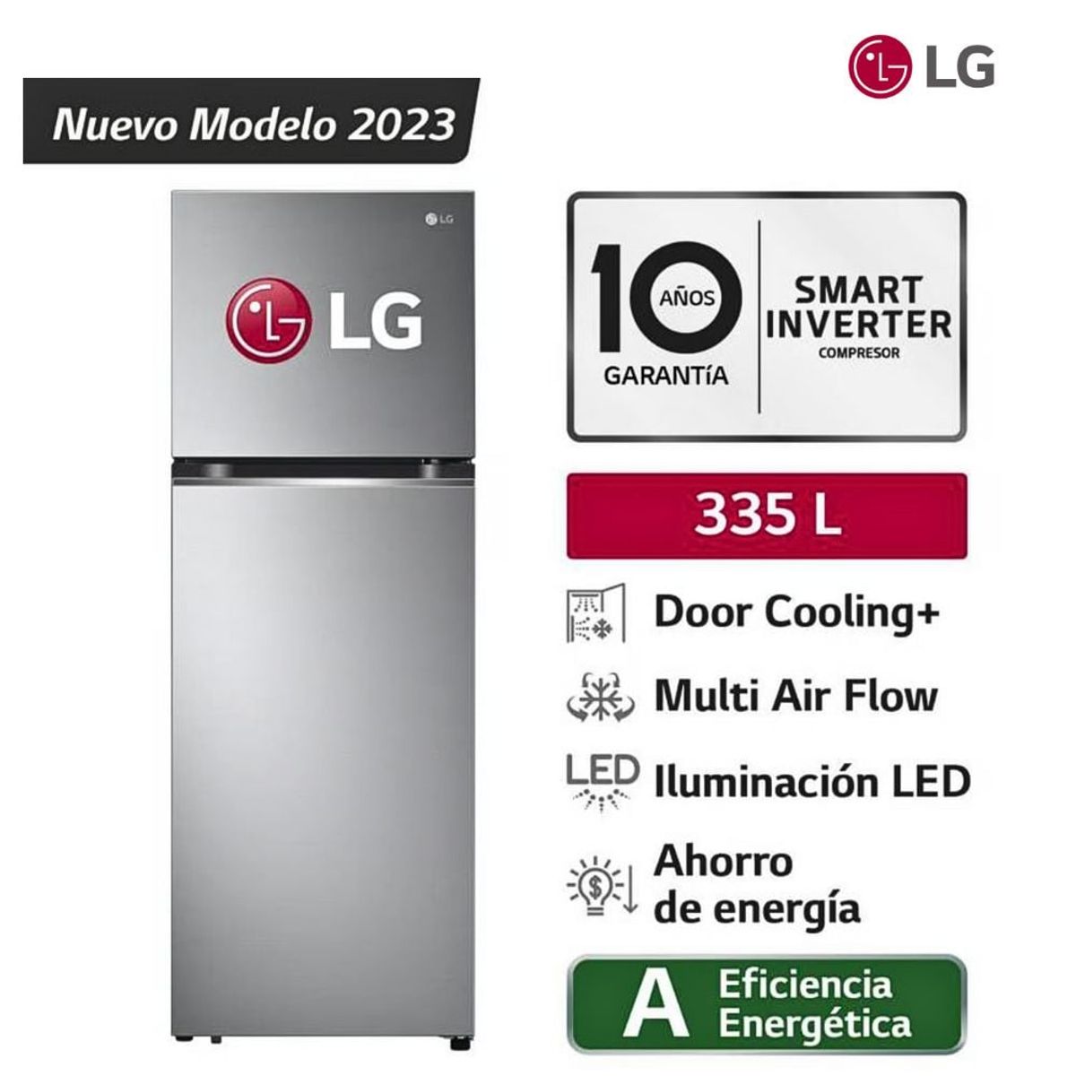 LG - Refrigeradora LG  335 Lt Top Freezer No Frost GT33BPP Plateado