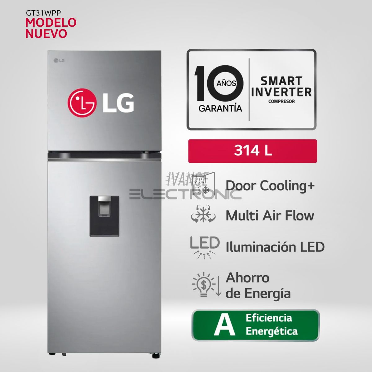 LG - Refrigeradora LG GT31WPP Top Freezer Door Cooling 314 Litros Plateada_.