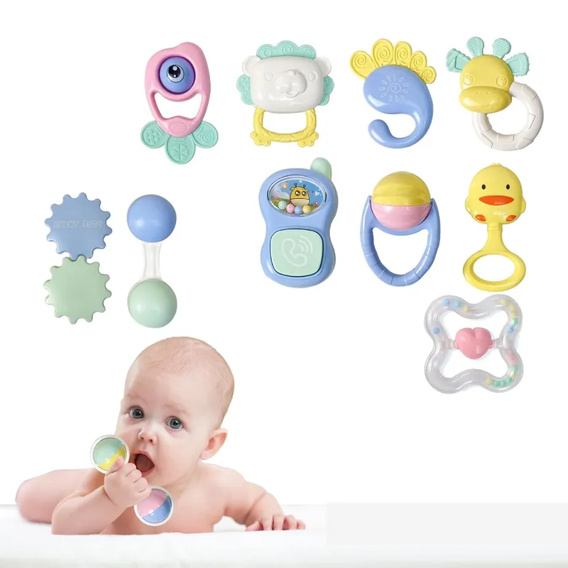 GENERICO - Pack Sonajas Con Mordedor Pastel 10 Piezas Para Bebé
