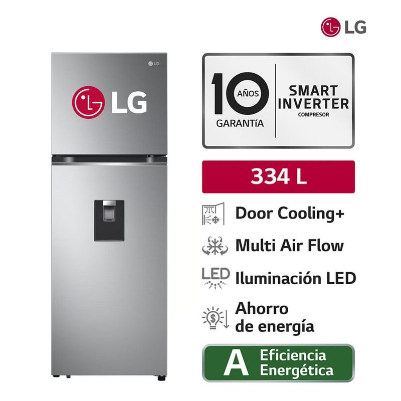 LG - Refrigeradora GT33WPP 334L Door Cooling Top Mount Plateada LG