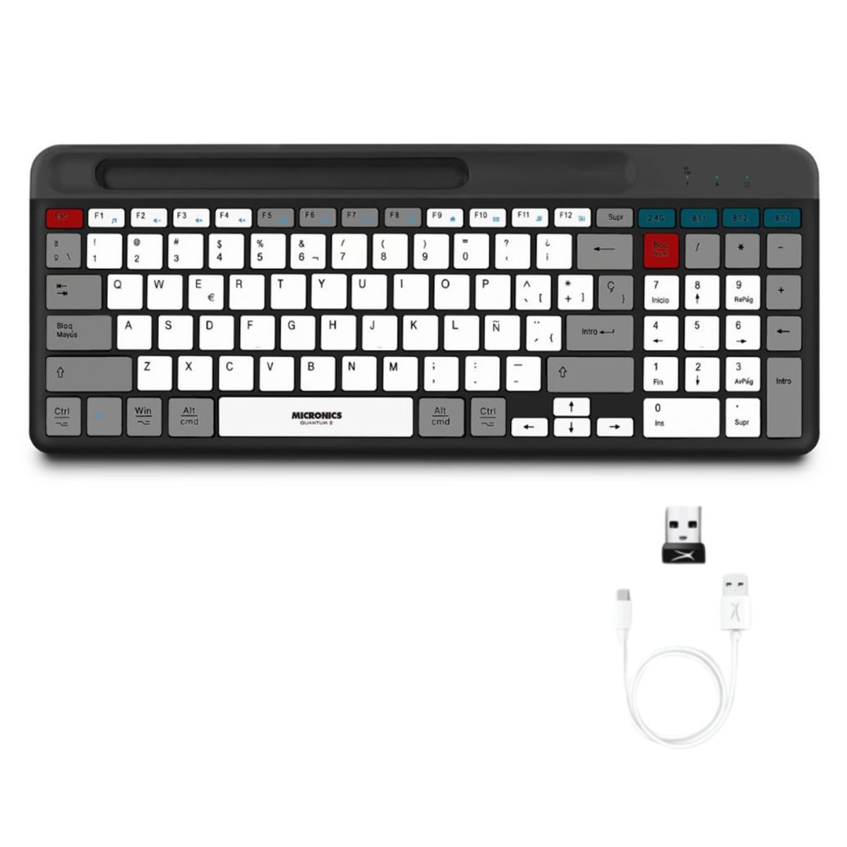 MICRONICS - Teclado Micronics Bluetooth Inalambrico Recargable Español K600-3M