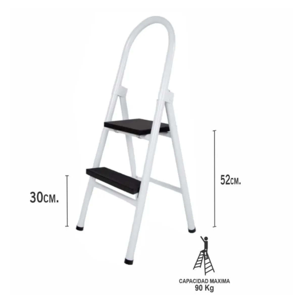 ATAHUALPA - Escalera Metálica de 2 pasos Blanco